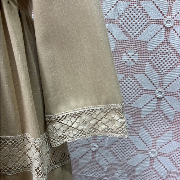 Vintage 70s Romantic Prairie Lace Trim Empire Maxi Dress – Handcrafted - Picture 5 of 14